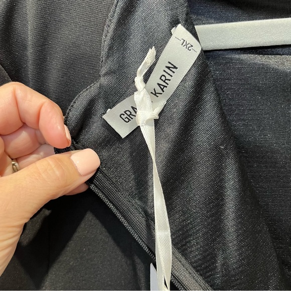 Grace Karin Black Scalloped Neck/Waistline Midi Pencil Dress-2XL-NWT - Picture 5 of 10